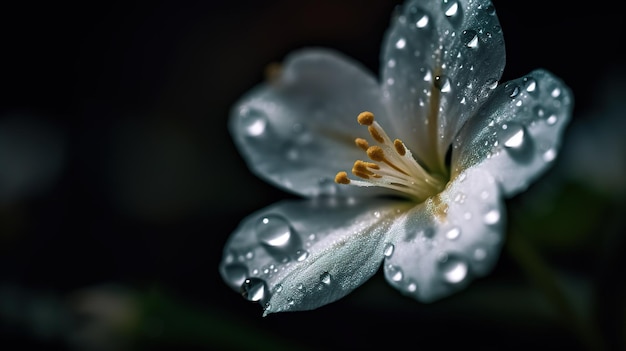 A flower with water drops on it