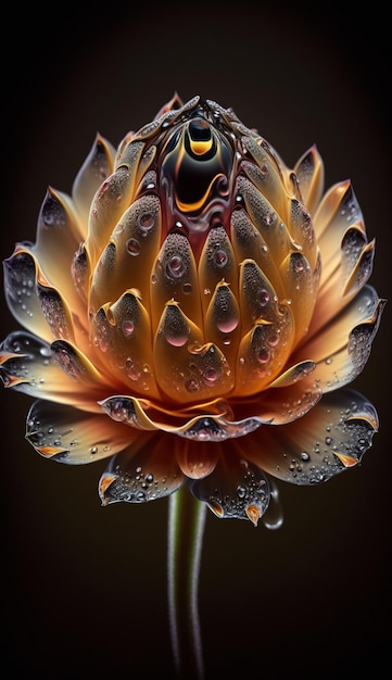 A flower with water drops on it