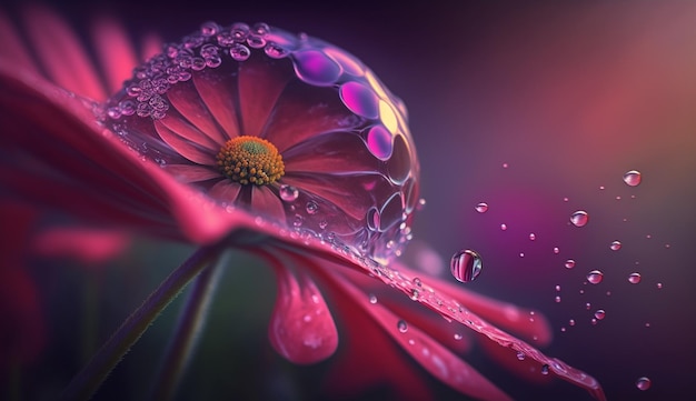 A flower with water drops on it