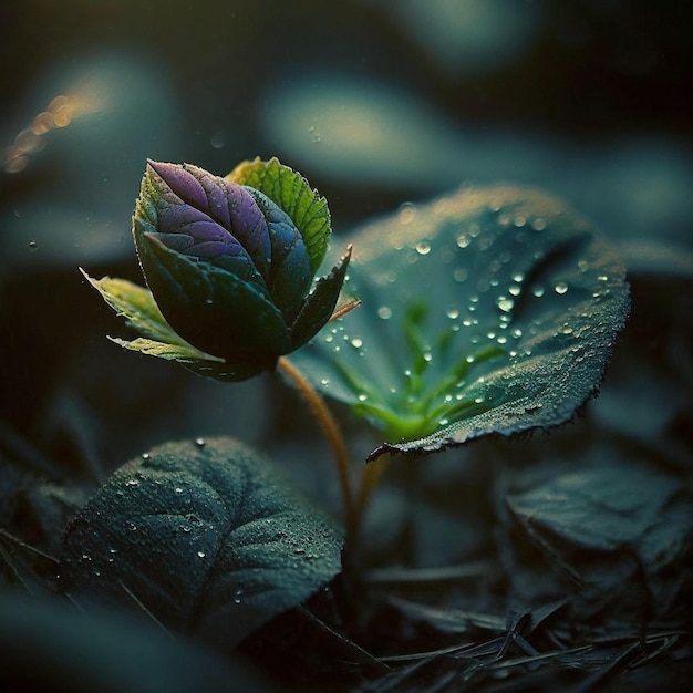 Photo a flower with water drops on it