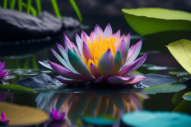 Flower with waterfall