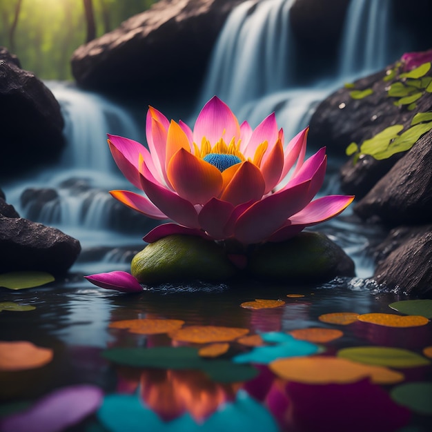 Flower with waterfall