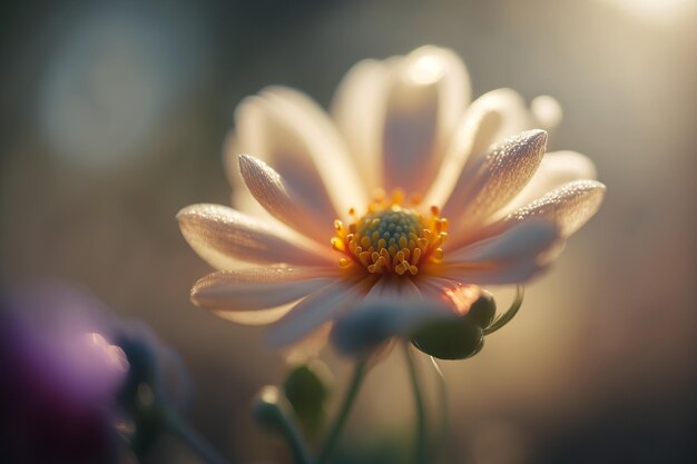 A flower with a yellow center