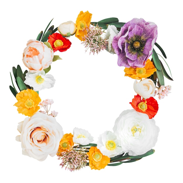 flower wreath png collage element transparent background