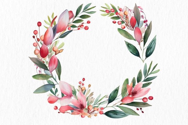 Flower wreath watercolor illustration