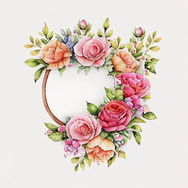 Flower wreath in a watercolor style AI generated