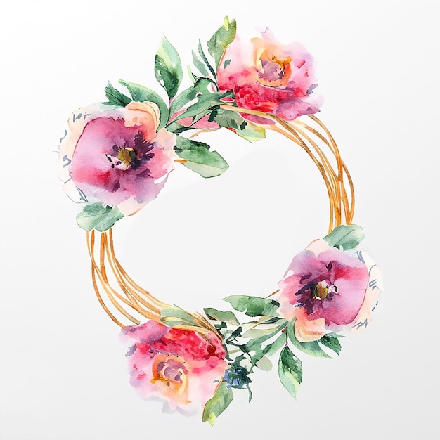 Flower wreath in a watercolor style AI generated