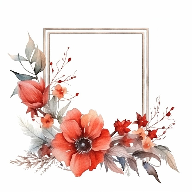 Flower wreath for wedding greeting card background wallpaper frame Generative Ai