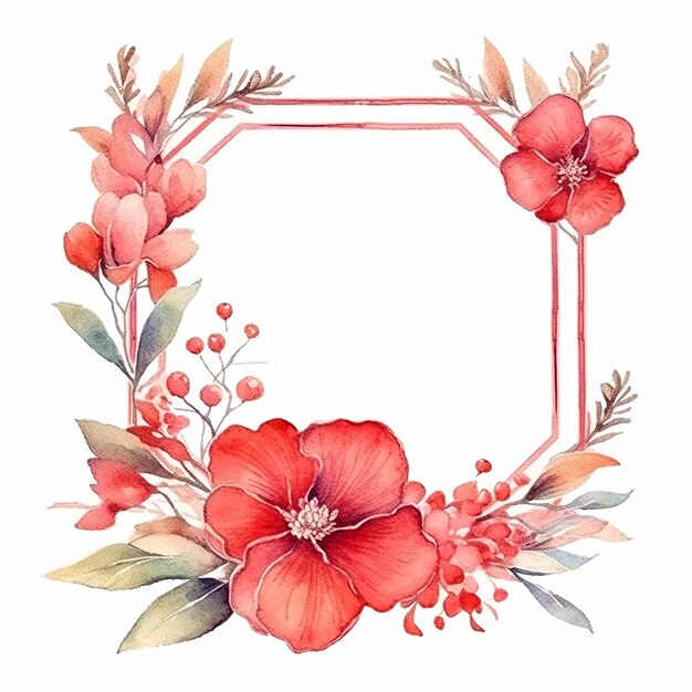 Flower wreath for wedding greeting card background wallpaper frame Generative Ai