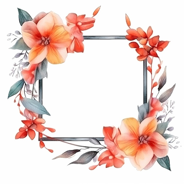 Flower wreath for wedding greeting card background wallpaper frame Generative Ai