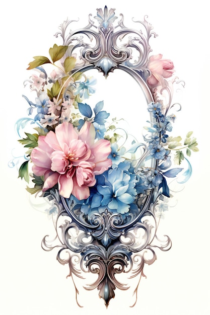 A flower wreath with a frame that says " spring ".