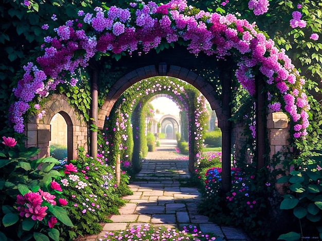 A flowercovered to a secret garden