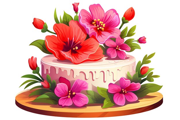 Flowered cake on a transparent background