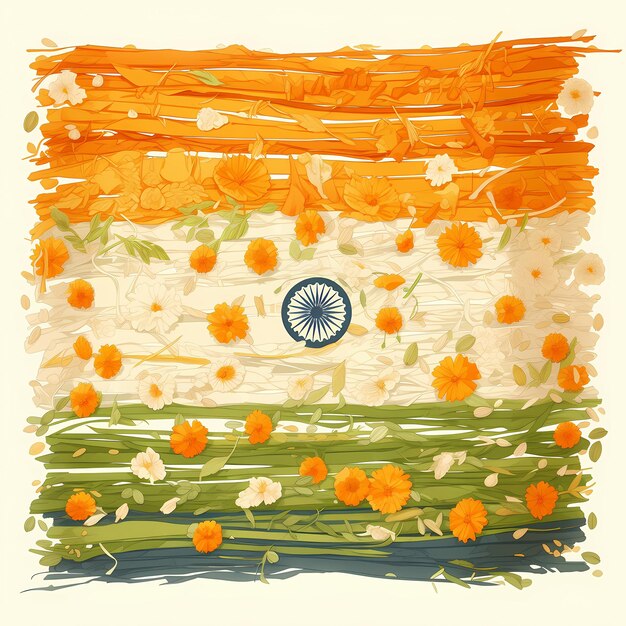 Photo flowerembellished indian flag symbolizing unity and pride