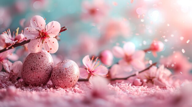 Flowering almond branch in the sunset