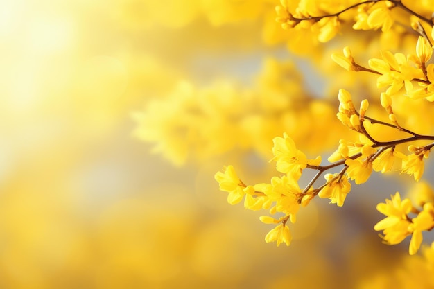 flowering forsythia in springtime sunshine floral spring