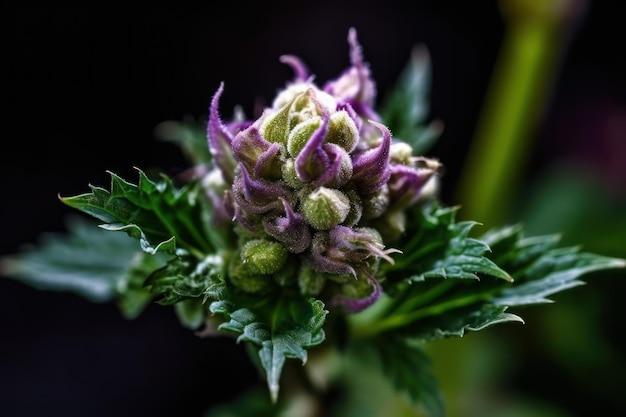 Flowering plant violet cannabis bud Generative AI