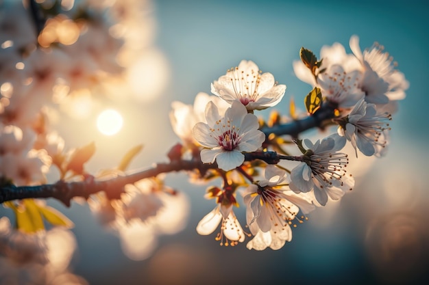 Flowering tree branchesThe beauty of nature Generative AI