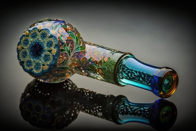 Flowerpatterned multicolored glass pipe for smoking hookah