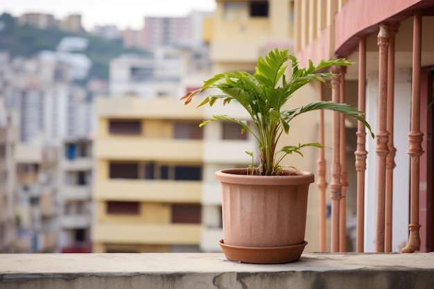 Photo a flowerpot left on a deserted balcony