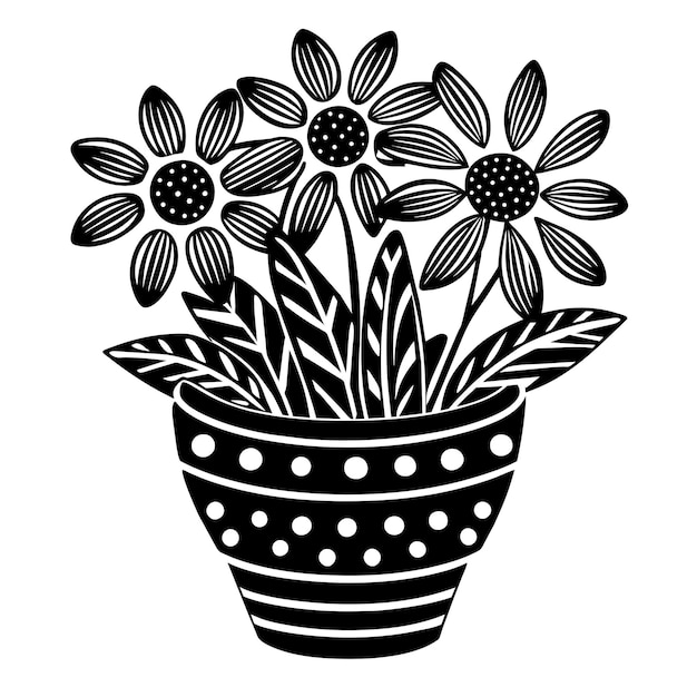 Photo flowerpot silhouette illustration