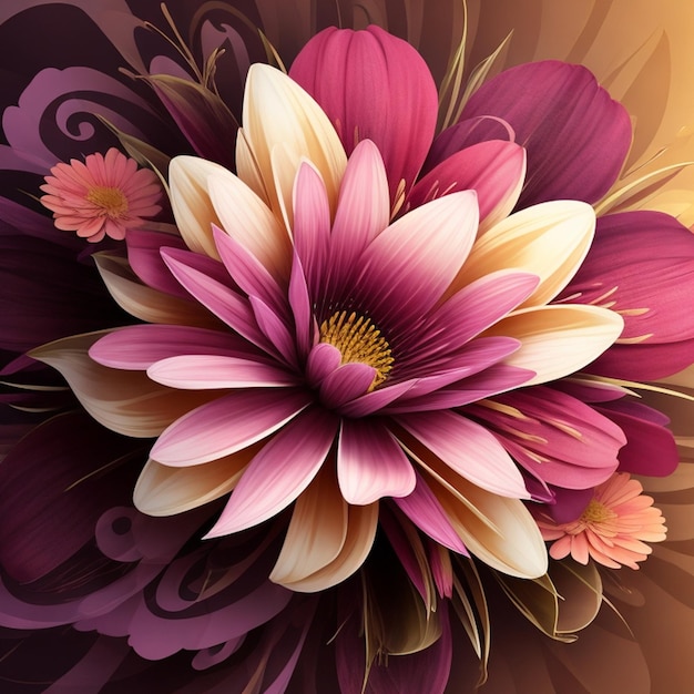 Flowers in Abstract Background