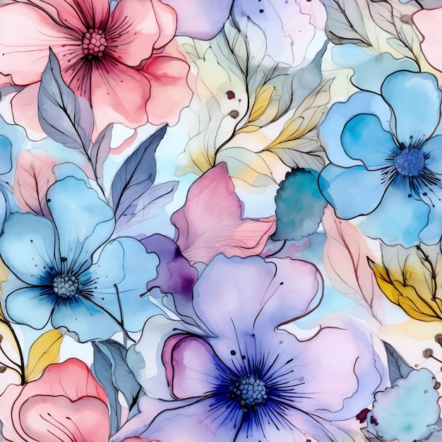 flowers alcohol ink pastel colors