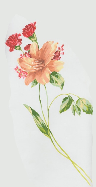 The flowers are blooming in the cool summer, the leaves and flowers art design.