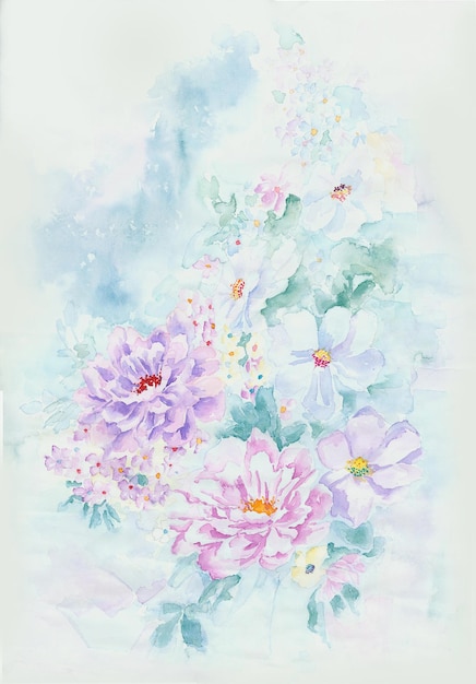 The flowers are blooming in the cool summer, the leaves and flowers art design.