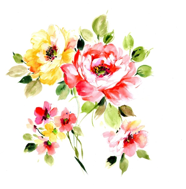 Flowers are full of romance, the leaves and flowers art design.