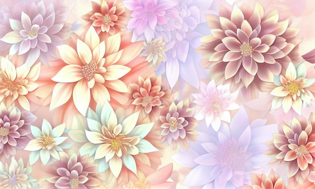 Flowers background wallpaper in pastel colors generative AI