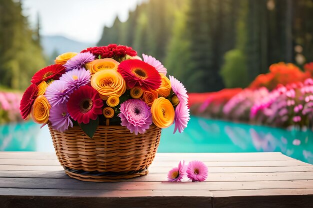 Premium AI Image  flowers in a basket by louis vuitton Cute
