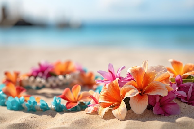 Photo flowers on the beach in the sand