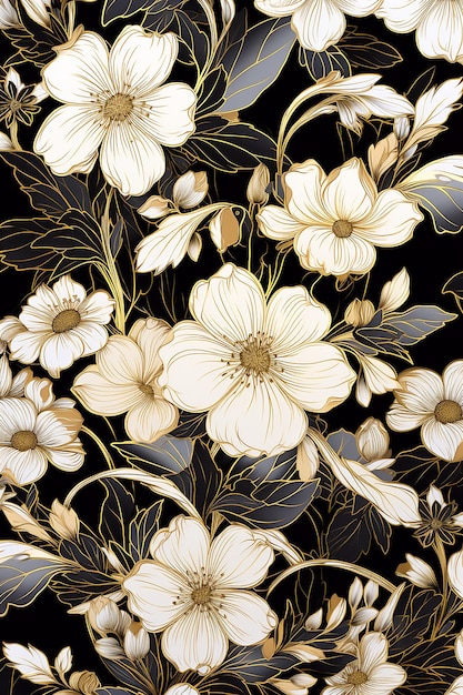 Flowers on a black background