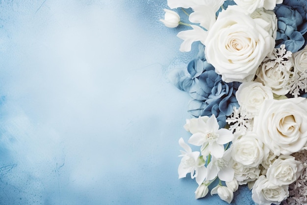 Premium AI Image | Flowers on Blue Background