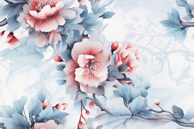 flowers in blue and pink