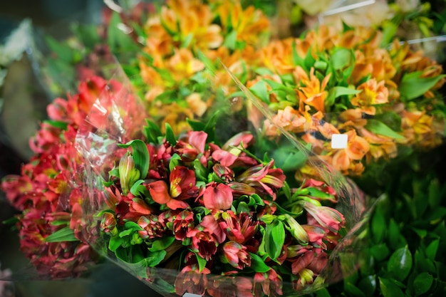 Flowers bouquet in the flower shop