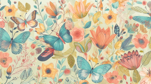 꽃 과 나비 패턴