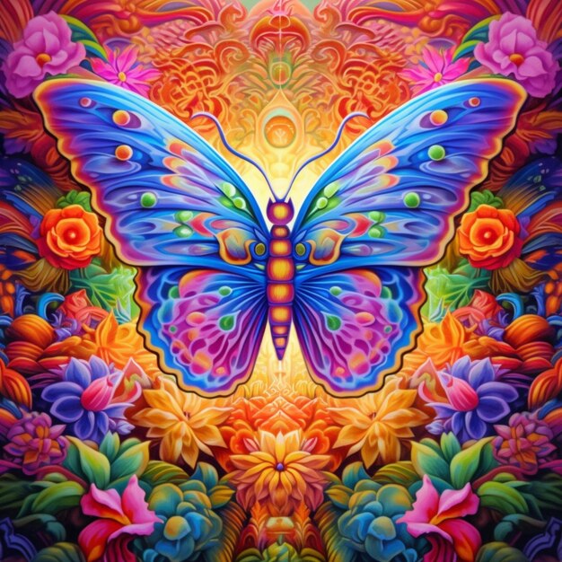 flowers and butterfly colorful beautiful background