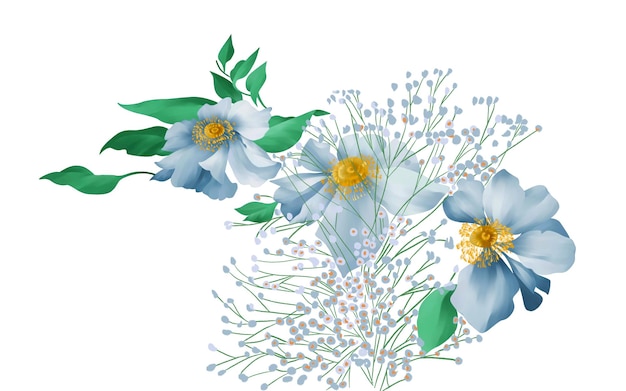 花は春の香りを運び、葉と花のアートデザイン。