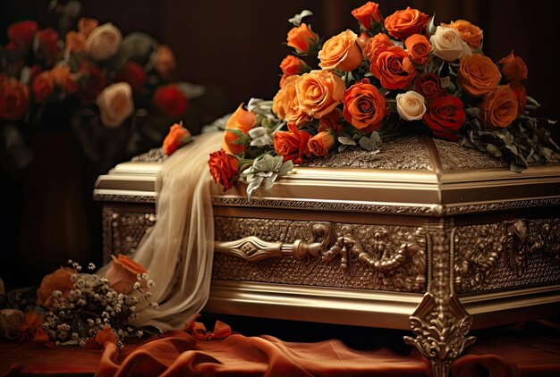 Photo flowers on a casket