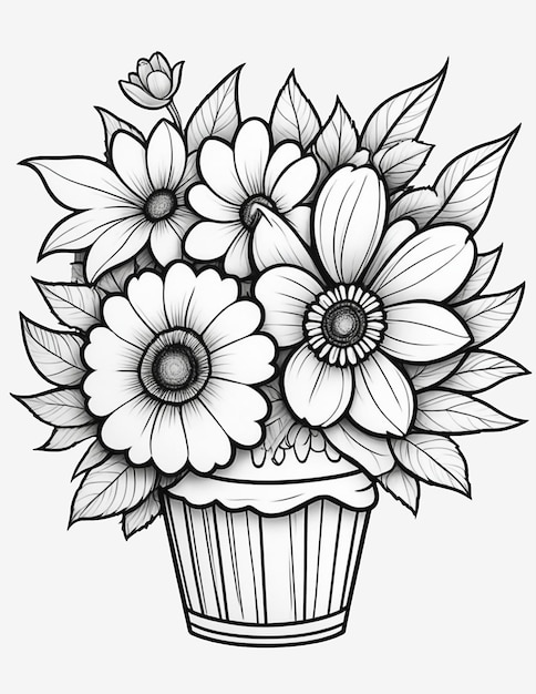 flowers coloring book for children and adults