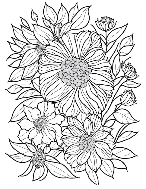 flowers coloring book for children and adults