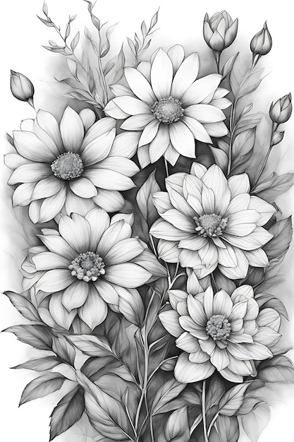 Flowers Coloring page for adults