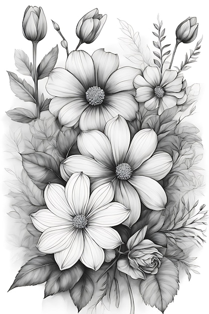 Flowers Coloring page for adults