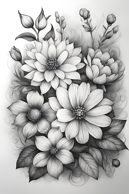 Flowers Coloring page for adults