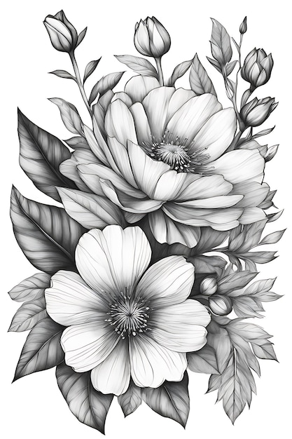 Flowers Coloring page for adults