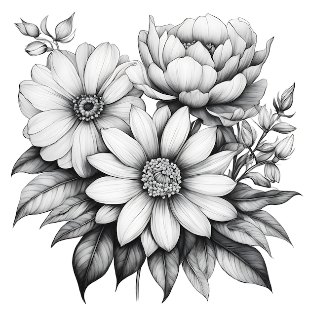 Flowers Coloring page for adults