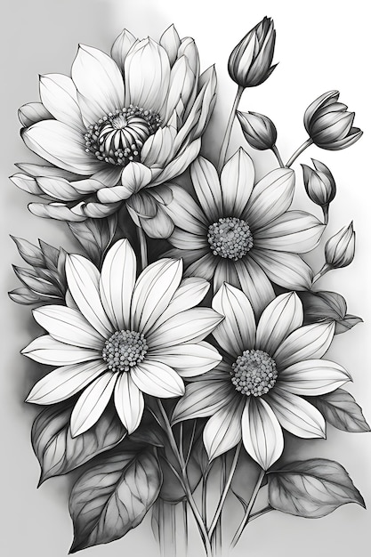 Flowers Coloring page for adults