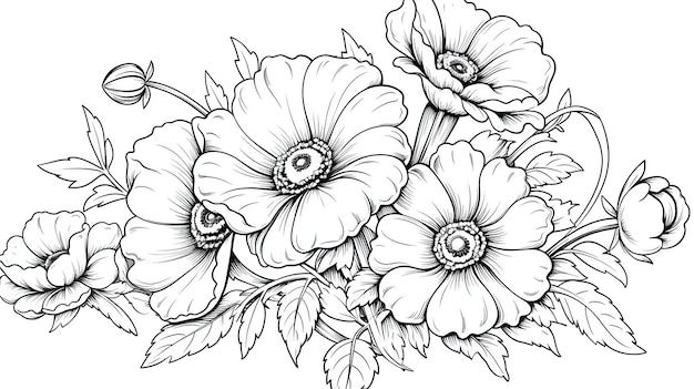 Photo flowers coloring pages best of coloring pages for kids in the style of black and white sketch